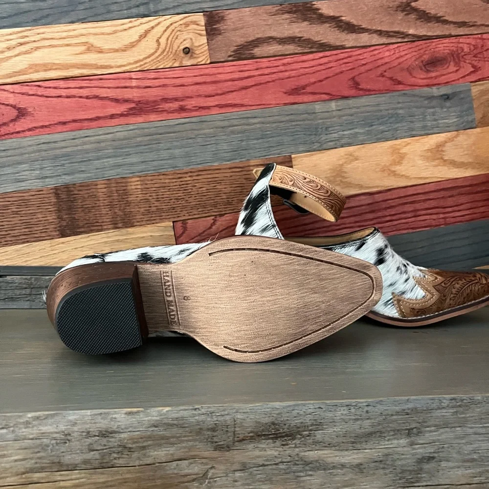 New Hand-Tooled Leather  strap Genuine Hide-On Women Bootie Boot Boho Western - Picture 11 of 11